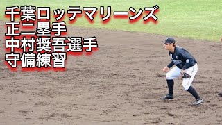 千葉ロッテマリーンズの正二塁手、中村奨吾選手の守備練習！