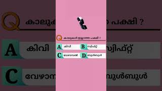 GK |പൊതുവിജ്ഞാന ക്വിസ്  |കാലില്ലാത്ത പക്ഷി #current_affairs #psc #gkquiz #sciencefacts #mocktest