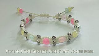 Easy and Simple Macrame Bracelet With Colorful Beads | Macrame Bracelet Tutorial For Beginners