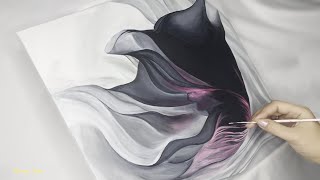 Black Smoky Flower / Acrylic Painting on Canvas #253