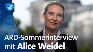 AfD-Fraktionsvorsitzende Alice Weidel im ARD-Sommerinterview