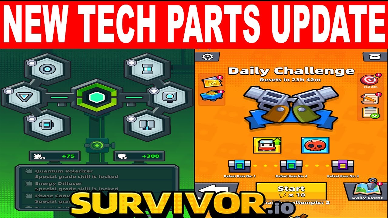 Survivor.io Tech Parts, Unmerge & Downgrade Equipment And New Daily ...