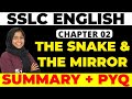 SSLC English Chapter 2 The Snake & the Mirror | Summary & Sure Questions Revision ✌️