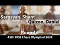 Sargsyan, Shant -- Quizon, Daniel, 45th FIDE Chess Olympiad 2024, Round 6, 1-0