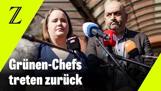 Sehen Sie hier die Rücktrittsankündigung von Ricarda Lang und Omid Nouripour