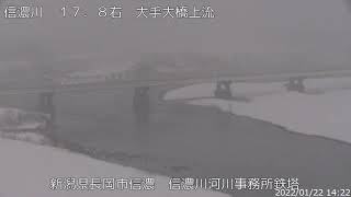 信濃川 信濃川河川事務所屋上 ライブカメラ (2022/01/22) 定点観測 Shinano River Live Camera