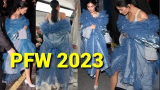 Kylie Jenner arriving at the schiaparelli fashion show during Paris Fashion Week 2023