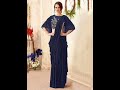 navy blue saree with contrast blouse new fashion design ideas