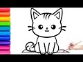 how to draw a cute cat, Cat Drawing for kids and toddlers