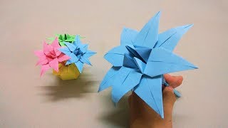 Gấp hoa bằng giấy Hoa lily 8 cánh - Origami flower lily easy - Gấp Giấy Origami