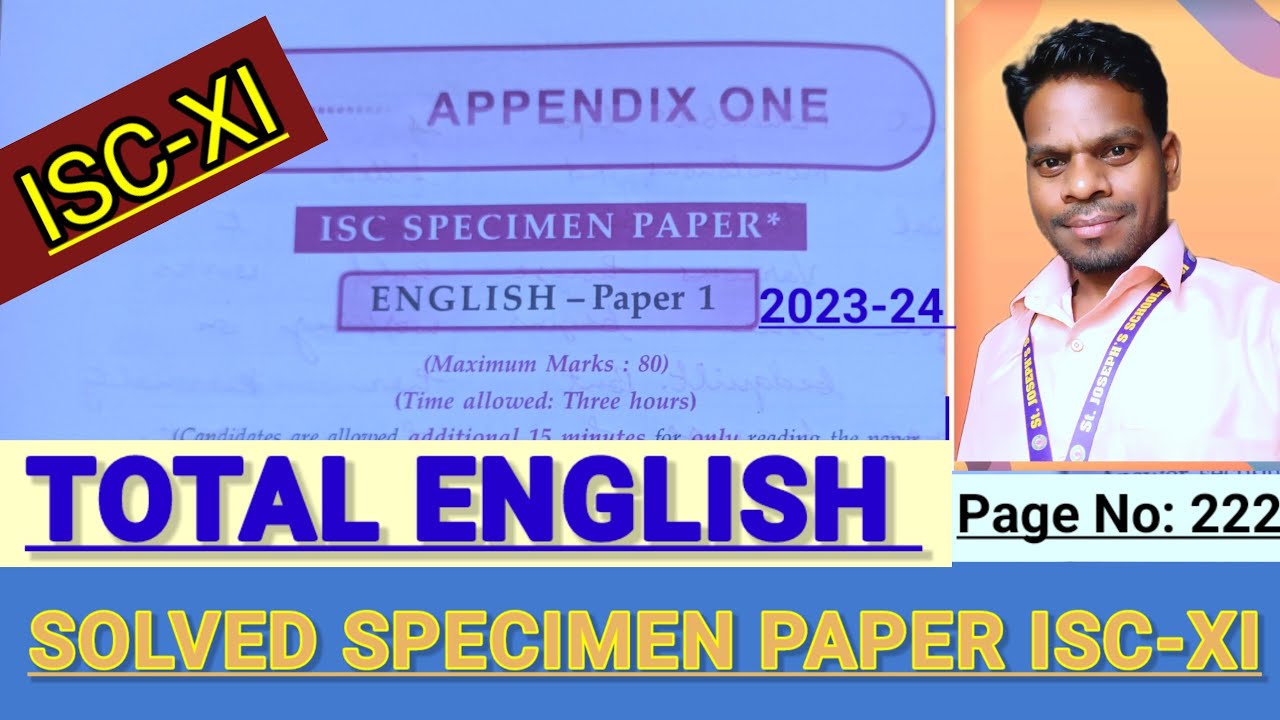 ISC-XI | Solved Specimen Paper |APPENDIX-1| ISC-XI| English Language ...