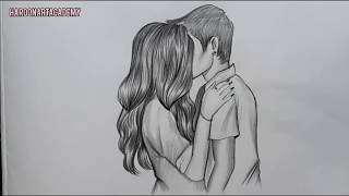 How to draw a Couple Kissing drawing easy