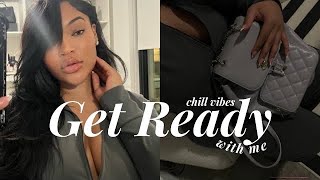 CHILL DATE NIGHT GRWM : SILKY VOLUMINOUS BLOWOUT AT HOME + MINIMAL MAKEUP + PERFUME \u0026 MINI CHAT