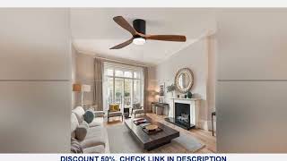 Sofucor Modern 56-inch Ceiling Fan Walnut Wood with LED Reversible DC Motor 6-speed High wind 3 Wood