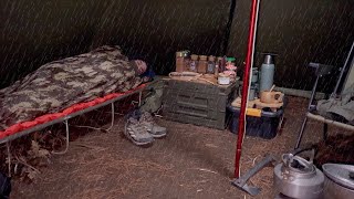 Solo Camping in Rain and Snow - Relaxing Rain Sound in the Tent - ASMR