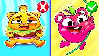 Healthy Food vs Junk Food Song 🍔🍌🍕🍎 Funny Kids Songs 😻🐨🐰🦁 And Nursery Rhymes by