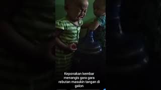 lucu ngakak!!! keponakan kembar menangis, rebutan masukkan tangan di galon #shorts