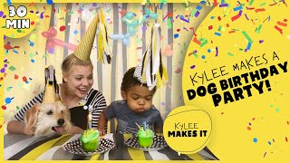 Kylee Makes a Dog Birthday Party | Fleece Tie Blanket & Dog Toys, Balloon Animal