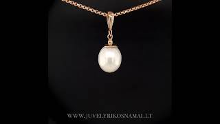 Auksinis pakabukas su perlu | Juvelyrikosnamai.lt | Gold Pearl Pendant