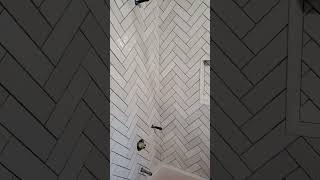 Herringbone Tile Bathtub Wall - Burlington, Ontario