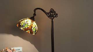 Tiffany Reading Floor Lamp, Stained Glass Gooseneck Floor Light for Reading