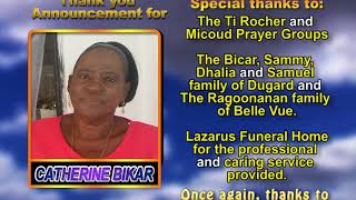 Catherine Bikar thannk you memorial