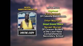 Christine Joseph ~ Long Obituary