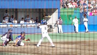 2014/11/4大島選手センター前ヒット中日ドラゴンズvs兵庫ブルーサンダーズ練習試合大島選手センター前ヒット