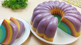 ENAK LEMBUT DAN CANTIK! KELUARGA SANGAT SUKA DIBUATKAN PUDING INI | PUDING ROTI TAWAR PELANGI