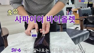 호유 사파이어 바이올렛 (SV-6) 으로 염색하면 어떻게 나올까 ?   #염색약몇번