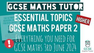 Predicted Topics You NEED for The GCSE Maths Exam Paper 2 Monday 3rd June 2024 | Higher | TGMT