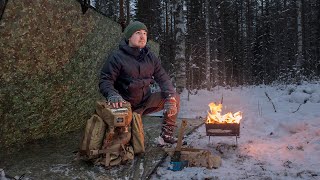 Solo Winter Camping After Snowstorm