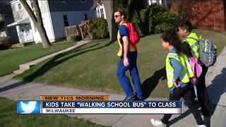 Kids in Milwaukee take "walking school bus" to class