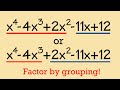 How to factor a 5-term 4th degree polynomial (factor by grouping)