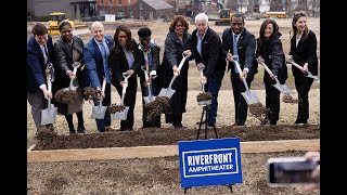 Richmond Mayor Levar Stoney speaks at the groundbreaking for the Riverfront Amphitheater