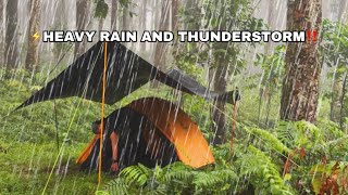⚡️SUPER RAIN AND LIGHTNING‼️NOT SOLO CAMPING IN HEAVY RAIN & THUNDERSTORM‼️ FASTING IN CAMPING