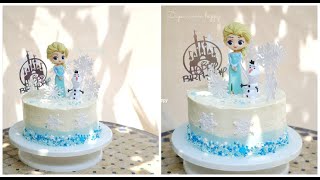 Dekorasi kue ulang tahun simpel karakter elsa Frozen