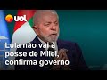 Lula não irá à posse de Milei na Argentina, confirma governo; Mauro Vieira vai representar o Brasil