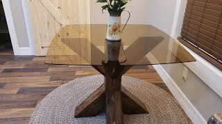 Rustic Dining Room Table: Quick \u0026 Easy with a Repurposed Glass Top