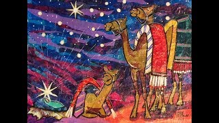 How I Use Gelli Prints on deli paper to make a Whimsical Wise Men Nativity Scene with Camels