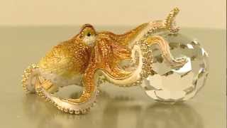 Faberge Style octopus with crystal trinket box by Keren Kopal Swarovski Crystal Jewelry box