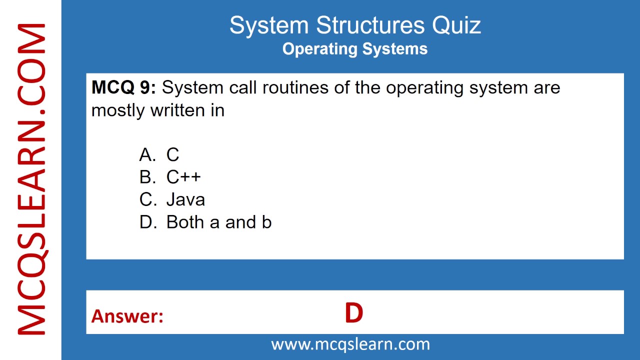 Operating System Structures Quiz PDF | System Structures Questions ...