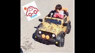 POWER WHEEL SURGE KIDS  12V ELECTRIC RIDE ON. KIDS CAR DYNACRAFT two Year Old Mason driving outside