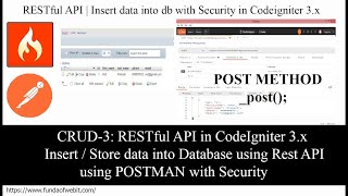 CRUD-3: RESTful API in codeigniter 3.x | Insert/store data into db using Rest API using postman Auth