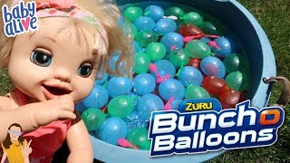 ZURU Buncho Balloons Water Balloon Fight with Baby Alives! | Kelli Maple