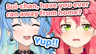 Miko Asked Sui-chan if She Has Ever Ran Away From Home【Hololive | Hoshimachi Suisei x Sakura Miko】