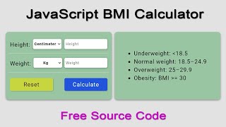 JavaScript Projects for Beginners With Source Code - BMI Calculator | A Simple JavaScript Project.