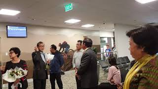 H.E Sam Rainsy and H.E Tioulong Saumura arrived Wellington airport