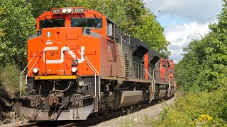 ThunderCab! CN 8011 Leads Z120 approaching there last destination. At Bedford, NS.