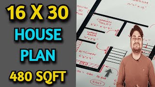 16x30 House Plan | 480 sqft Small Home Plan | 16x30 Ghar ka Naksha | Learning Civil Technology